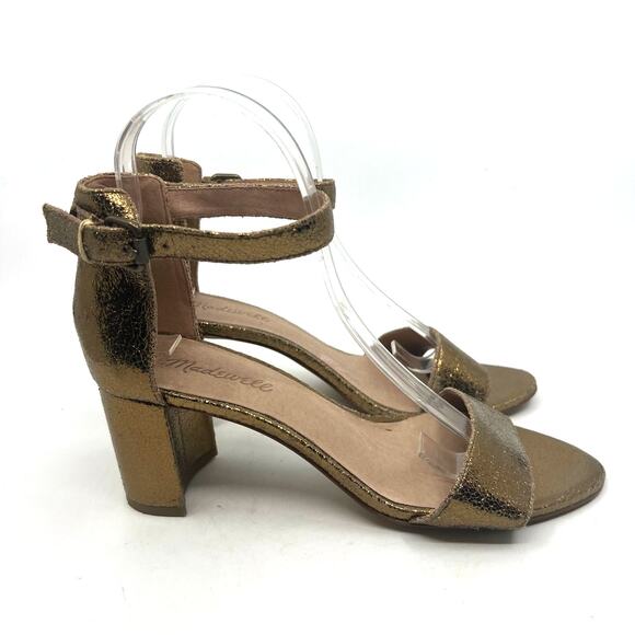 Madewell The Regina Metallic Gold Ankle-Strap Sandals Women's 8 US - Picture 3 of 9